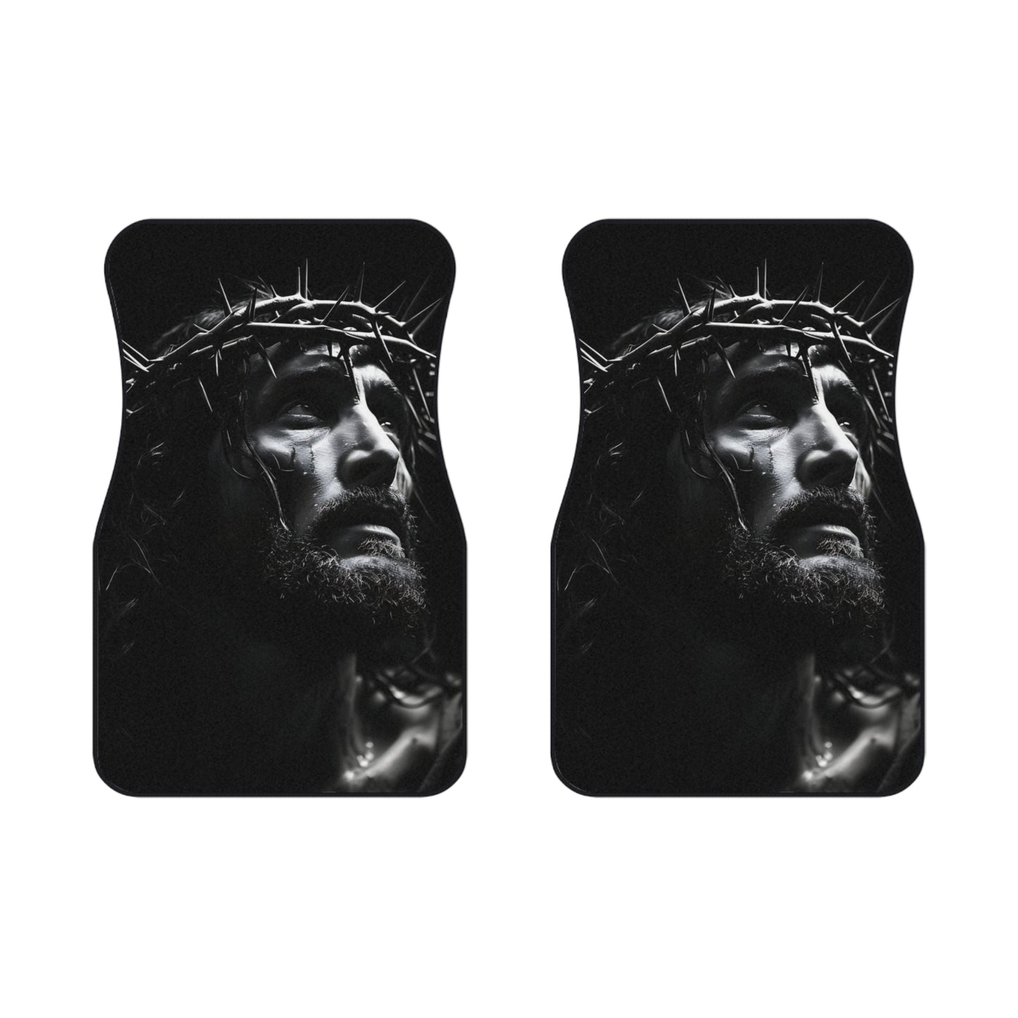 Religious Car Mats, Christian Auto Accessories, Jesus Car Decor, Inspirational Gifts for Him, Black and White Car Floor Mats