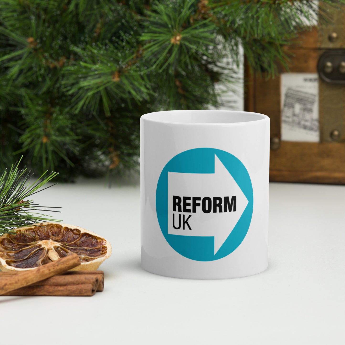 White glossy mug Reform UK